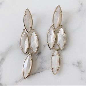 Kendra Scott Tear Drop White iridescent Earrings